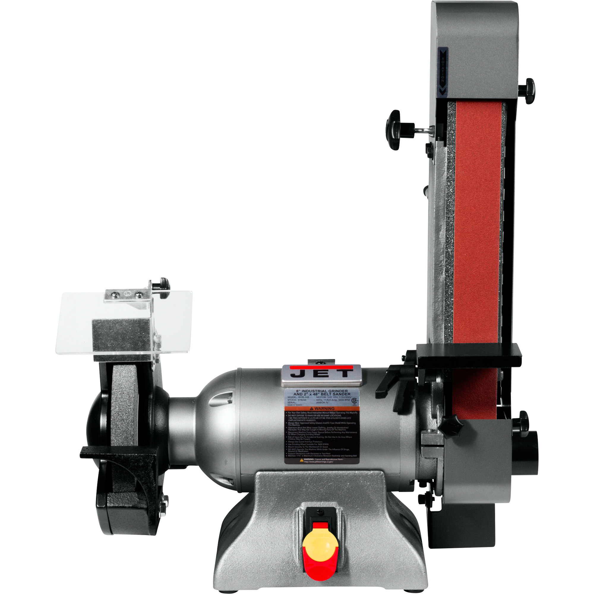 JET Industrial Grinder and Belt Sander, 8in. Grinding Wheel, 2in. x 48in. Belt, Model# IBGB-248
